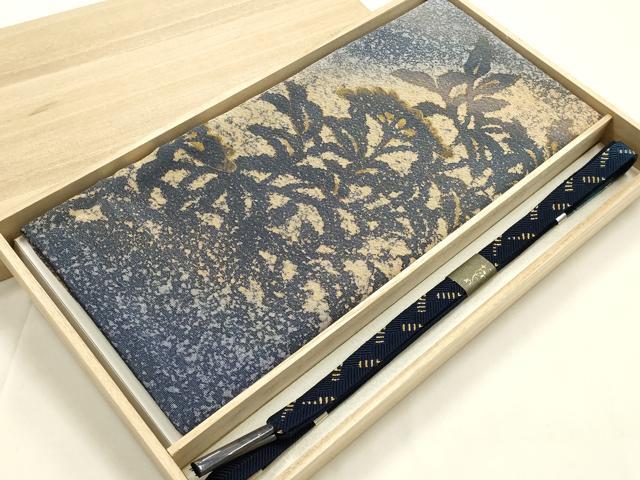 平和屋本店●和装小物 帯締め・帯揚げセット 笹浪組 草花シルエット 金糸 暈し染め ますいわ屋扱い 正絹 逸品 未使用 AABM2320ay