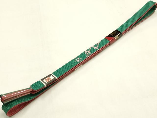 平和屋本店●和装小物 帯締め・帯揚げセット 高麗組 刺繍 笹竹花文 金糸 金銀彩 正絹 逸品 未使用 AABM2321ay