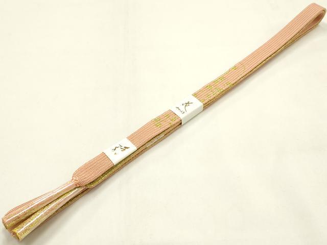 平和屋本店●和装小物 帯締め・帯揚げセット 高麗組 波紋 金糸 金彩 正絹 逸品 未使用 AABM2324ay