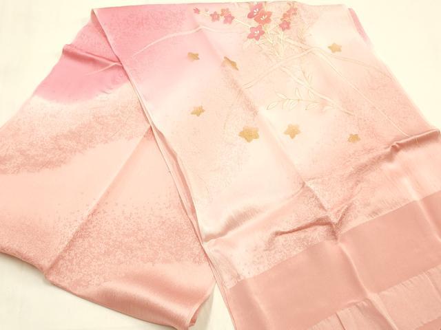 平和屋本店●和装小物 帯締め・帯揚げセット 大和高麗組 草花文 金糸 金彩 暈し染め 正絹 逸品 未使用 AABM2326ay