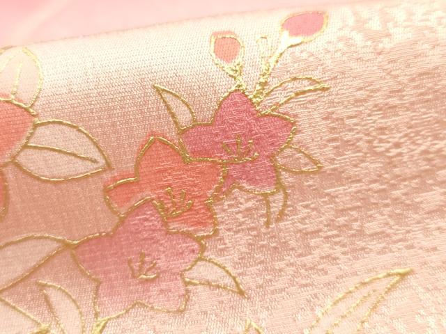 平和屋本店●和装小物 帯締め・帯揚げセット 大和高麗組 草花文 金糸 金彩 暈し染め 正絹 逸品 未使用 AABM2326ay