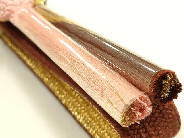 平和屋本店●和装小物 帯締め・帯揚げセット 高麗組 霞舞蝶文 金糸 金彩 暈し 正絹 逸品 未使用 AABM2327ay