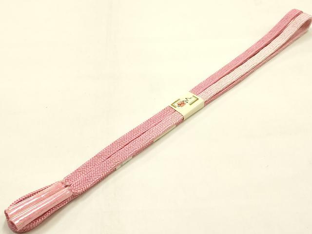 平和屋本店●和装小物 帯締め・帯揚げセット 高麗組 道長花文 地紋起こし 金糸 金彩 暈し染め 正絹 逸品 未使用 AABM2333ay