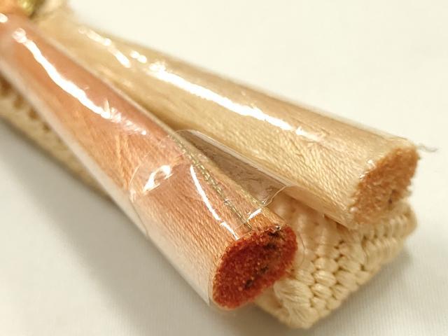 平和屋本店●和装小物 帯締め・帯揚げセット 笹浪組 霞舞花文 金糸 金彩 金通し地 正絹 逸品 未使用 AABM2340ay