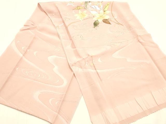 平和屋本店●和装小物 帯締め・帯揚げセット 高麗組 流水草花文 金糸 金銀彩 正絹 逸品 未使用 AABM2349ay