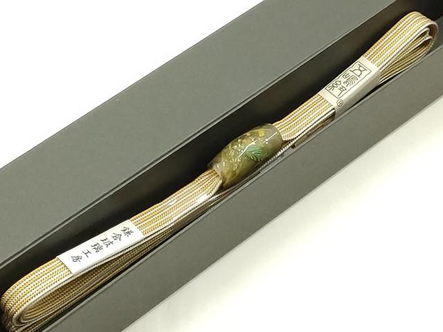 平和屋着物●和装小物 無形文化財 江戸組紐 五嶋紐 帯締め・帯留めセット 三分紐 蜻蛉玉 鎌倉玻璃工房 逸品 未使用 AABM2365ay