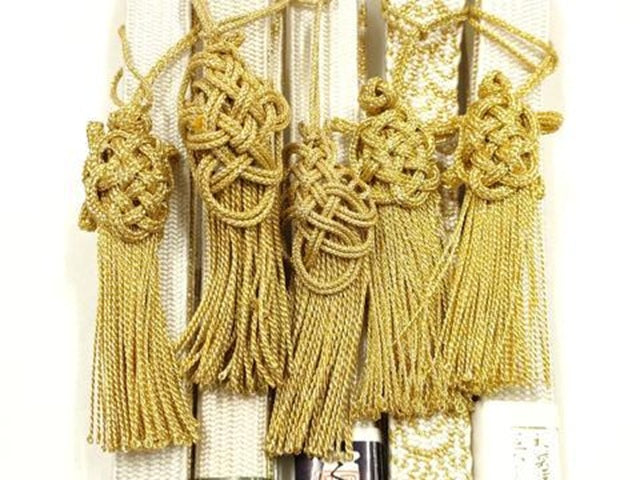 平和屋着物●和装小物 上質な帯締め5本セット 礼装用 高麗組 綾出し 金糸 亀房付き 正絹 逸品 未使用 AABM2370ay