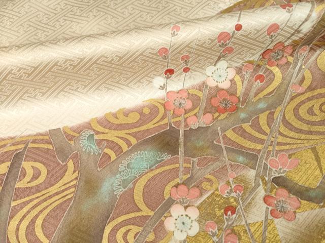 平和屋着物●豪華色留袖 流水枝梅文 金彩 正絹 逸品 AABM2402ck