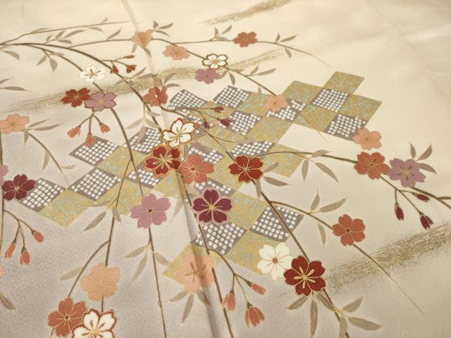 平和屋着物●訪問着 駒刺繍 枝垂れ花文 金彩 正絹 逸品 AABM2404ck