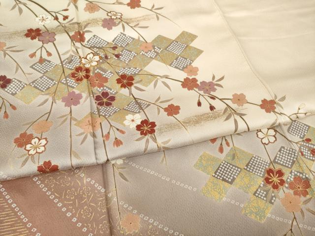 平和屋着物●訪問着 駒刺繍 枝垂れ花文 金彩 正絹 逸品 AABM2404ck
