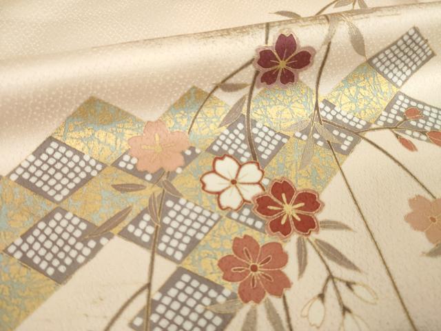 平和屋着物●訪問着 駒刺繍 枝垂れ花文 金彩 正絹 逸品 AABM2404ck