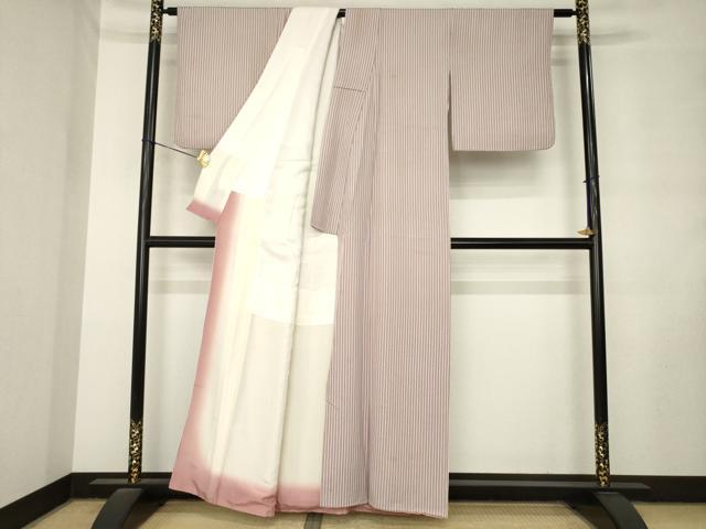 平和屋着物●上質な小紋 縞 正絹 逸品 AABM2412ck