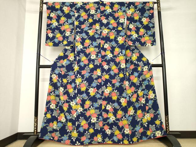 平和屋着物●上質な小紋 枝椿 正絹 逸品 AABM2420ck