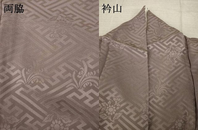 平和屋着物●上質な色無地 紗綾形花地紋 鳩羽鼠色 正絹 逸品 AABM2423ck