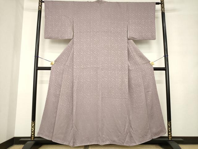 平和屋着物●上質な色無地 紗綾形花地紋 鳩羽鼠色 正絹 逸品 AABM2423ck