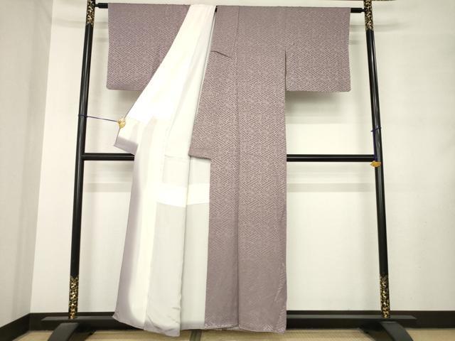 平和屋着物●上質な色無地 紗綾形花地紋 鳩羽鼠色 正絹 逸品 AABM2423ck