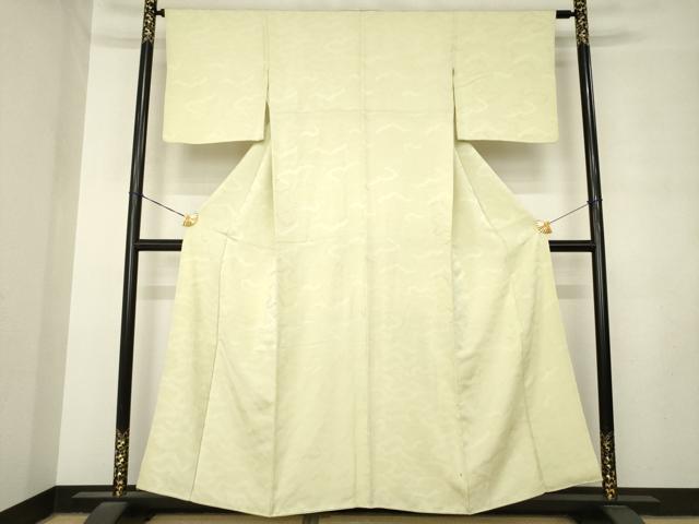 平和屋着物●上質な色無地 雲重ね地紋 砂色 正絹 逸品 AABM2424ck