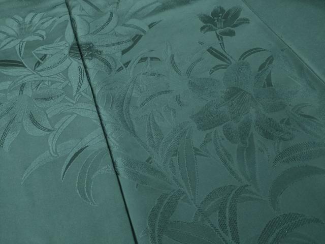 平和屋着物●無地絵羽訪問着 草花地紋 錆鉄御納戸色 正絹 逸品 AABM2427ck