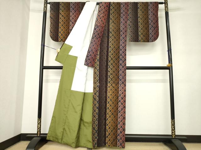 平和屋着物●菅原工房 菅原結作 漢方染紬 絞り 間道 正絹 逸品 AABM2429ck