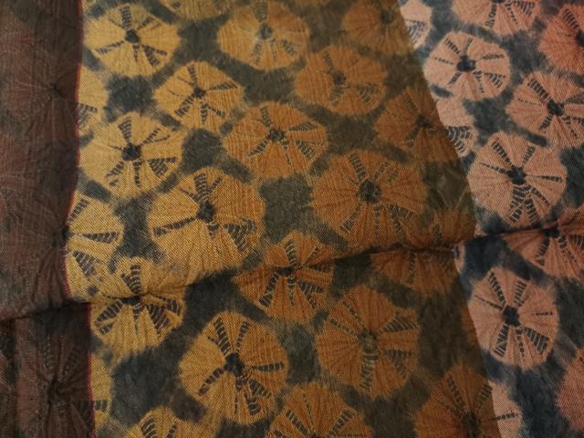 平和屋着物●菅原工房 菅原結作 漢方染紬 絞り 間道 正絹 逸品 AABM2429ck