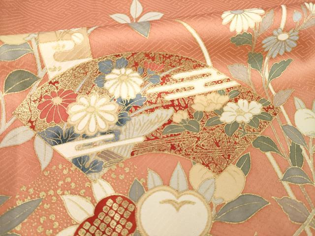 平和屋着物●訪問着 駒刺繍 短冊花文 暈し染め 金彩 正絹 逸品 AABM2431ck