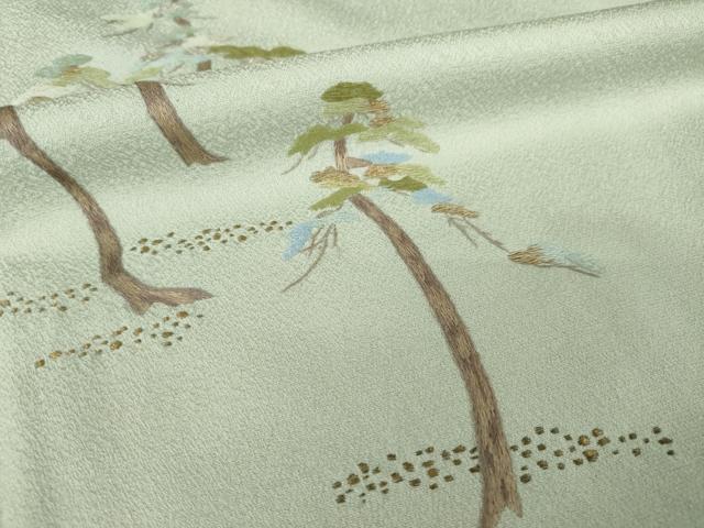 平和屋着物●豪華色留袖 蘇州刺繍 松 金糸 正絹 逸品 AABM2439ck