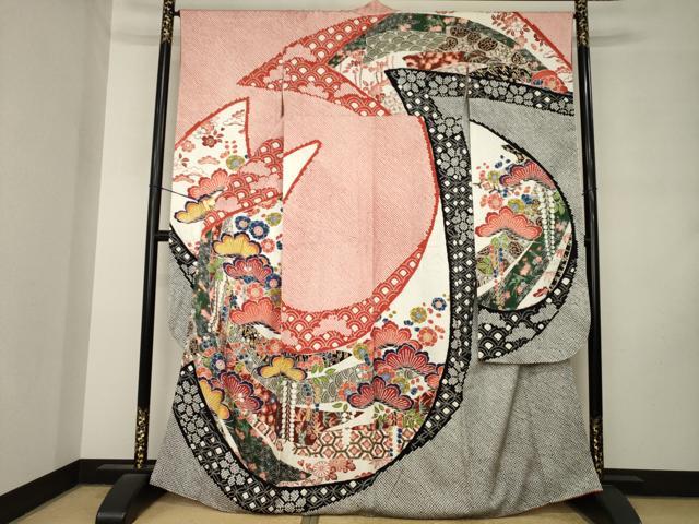 平和屋着物●豪華振袖 総絞り 型染め 吉祥松文 正絹 逸品 AABM2449ck