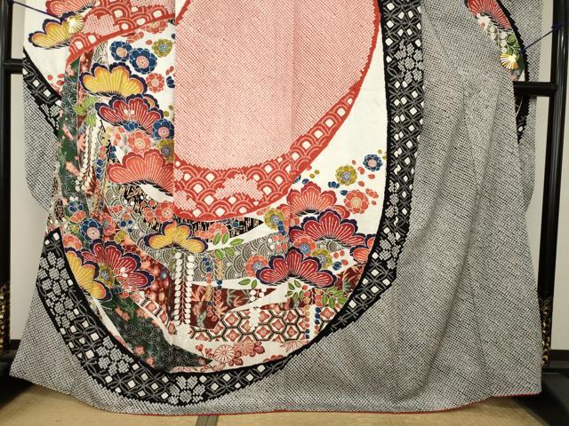 平和屋着物●豪華振袖 総絞り 型染め 吉祥松文 正絹 逸品 AABM2449ck