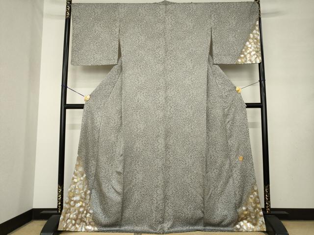 平和屋着物●金彩友禅作家 金彩の魔術師 堀省平 金煌織 訪問着 霞文 たたき染め 金銀彩 正絹 逸品 AABM2452ck