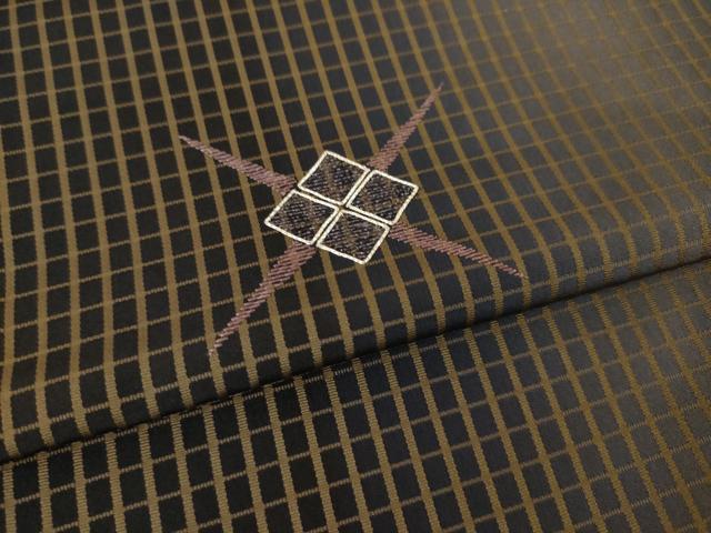 平和屋着物●訪問着 紬地 駒刺繍 菱文 吉野間道 正絹 逸品 AABM2456ck