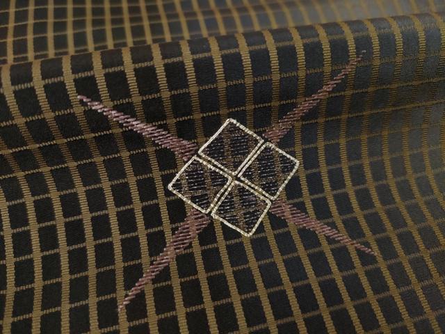 平和屋着物●訪問着 紬地 駒刺繍 菱文 吉野間道 正絹 逸品 AABM2456ck