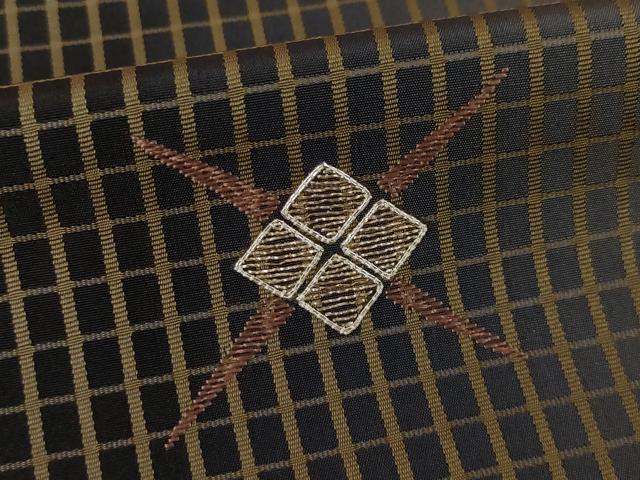平和屋着物●訪問着 紬地 駒刺繍 菱文 吉野間道 正絹 逸品 AABM2456ck