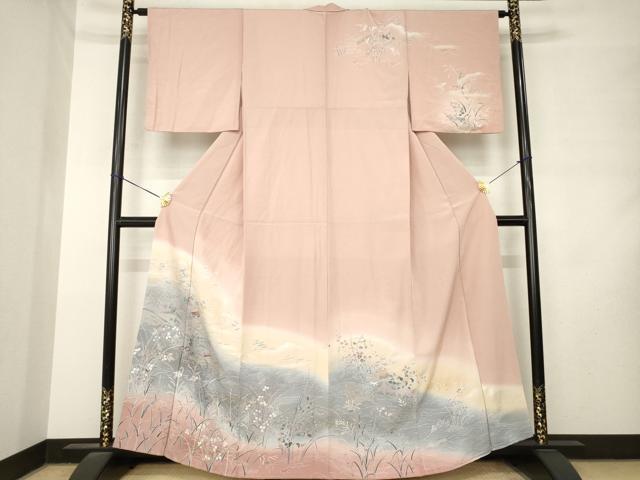 平和屋着物●訪問着 友禅 風景花文 暈し染め 正絹 逸品 AABM2466ck