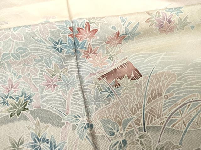 平和屋着物●訪問着 友禅 風景花文 暈し染め 正絹 逸品 AABM2466ck