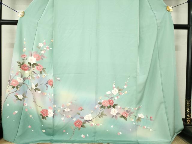 平和屋着物●訪問着 友禅 枝花文 暈し染め 正絹 逸品 AABM2471ck