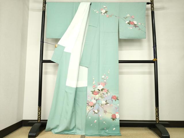 平和屋着物●訪問着 友禅 枝花文 暈し染め 正絹 逸品 AABM2471ck