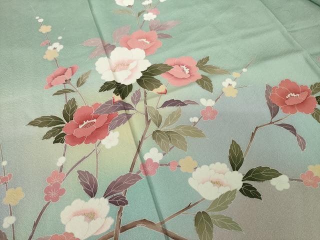 平和屋着物●訪問着 友禅 枝花文 暈し染め 正絹 逸品 AABM2471ck