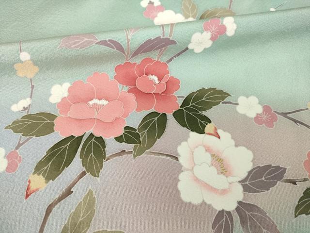平和屋着物●訪問着 友禅 枝花文 暈し染め 正絹 逸品 AABM2471ck