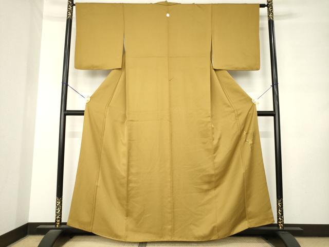 平和屋着物●染色作家 斉藤三才 色無地 桑茶色 正絹 逸品 AABM2472ck