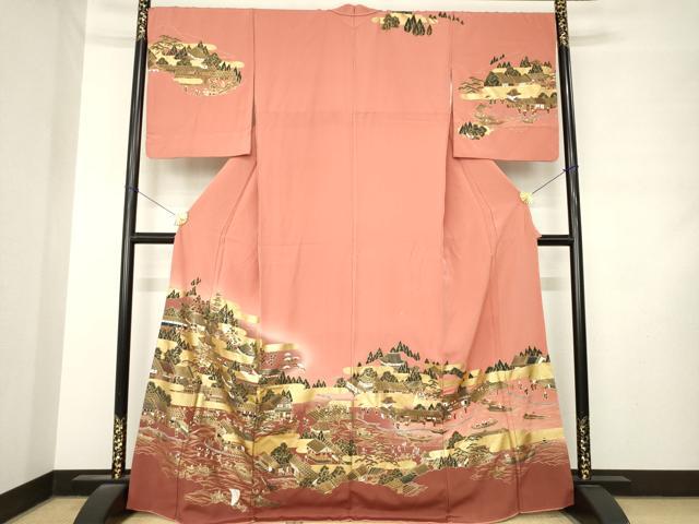 平和屋着物●訪問着 人物風景文 金彩 正絹 逸品 AABM2484ck