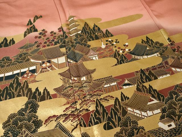平和屋着物●訪問着 人物風景文 金彩 正絹 逸品 AABM2484ck