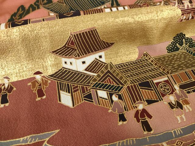 平和屋着物●訪問着 人物風景文 金彩 正絹 逸品 AABM2484ck