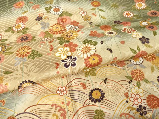 平和屋着物●豪華振袖 駒刺繍 立波枝垂れ花文 暈し染め 金彩 正絹 逸品 AABM2486ck