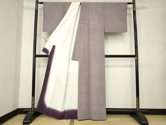 平和屋着物●日本工芸会正会員 藍田正雄の父・藍田春吉 江戸小紋 白×濃色 毛万二ツ割 反端付き 正絹 逸品 AABM2493ck