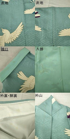 平和屋着物●アンティーク 大正ロマン 小紋 鳩 金彩 正絹 逸品 AABM2496ck