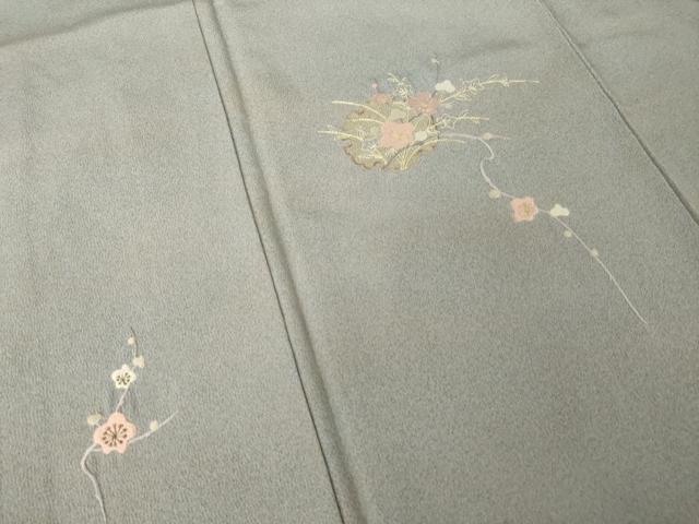 平和屋着物●色留訪問着 総刺繍 雪輪花文 金糸 正絹 逸品 AABM2498ck