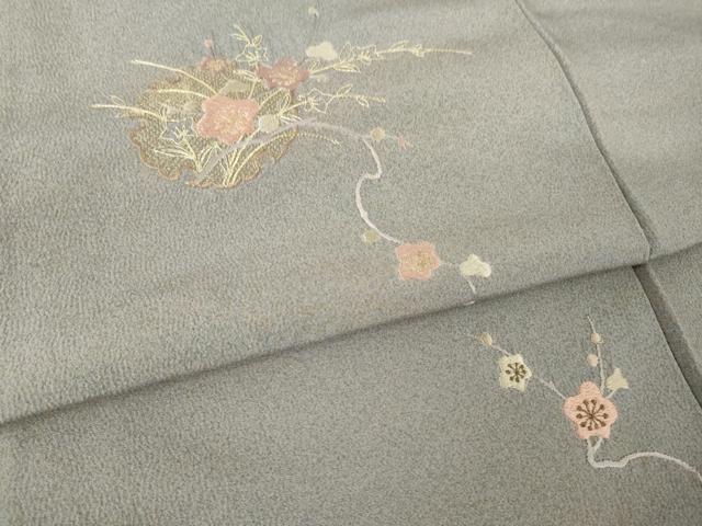 平和屋着物●色留訪問着 総刺繍 雪輪花文 金糸 正絹 逸品 AABM2498ck