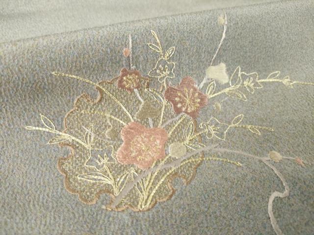 平和屋着物●色留訪問着 総刺繍 雪輪花文 金糸 正絹 逸品 AABM2498ck
