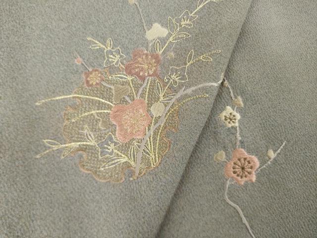 平和屋着物●色留訪問着 総刺繍 雪輪花文 金糸 正絹 逸品 AABM2498ck