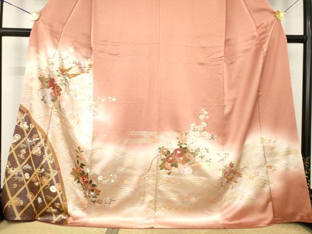 平和屋着物●訪問着 刺繍 花籬文 金銀彩 正絹 逸品 AABM2506ck
